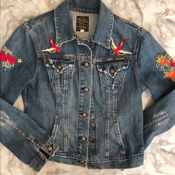 Lucky Brand Embroidered Denim Jacket 